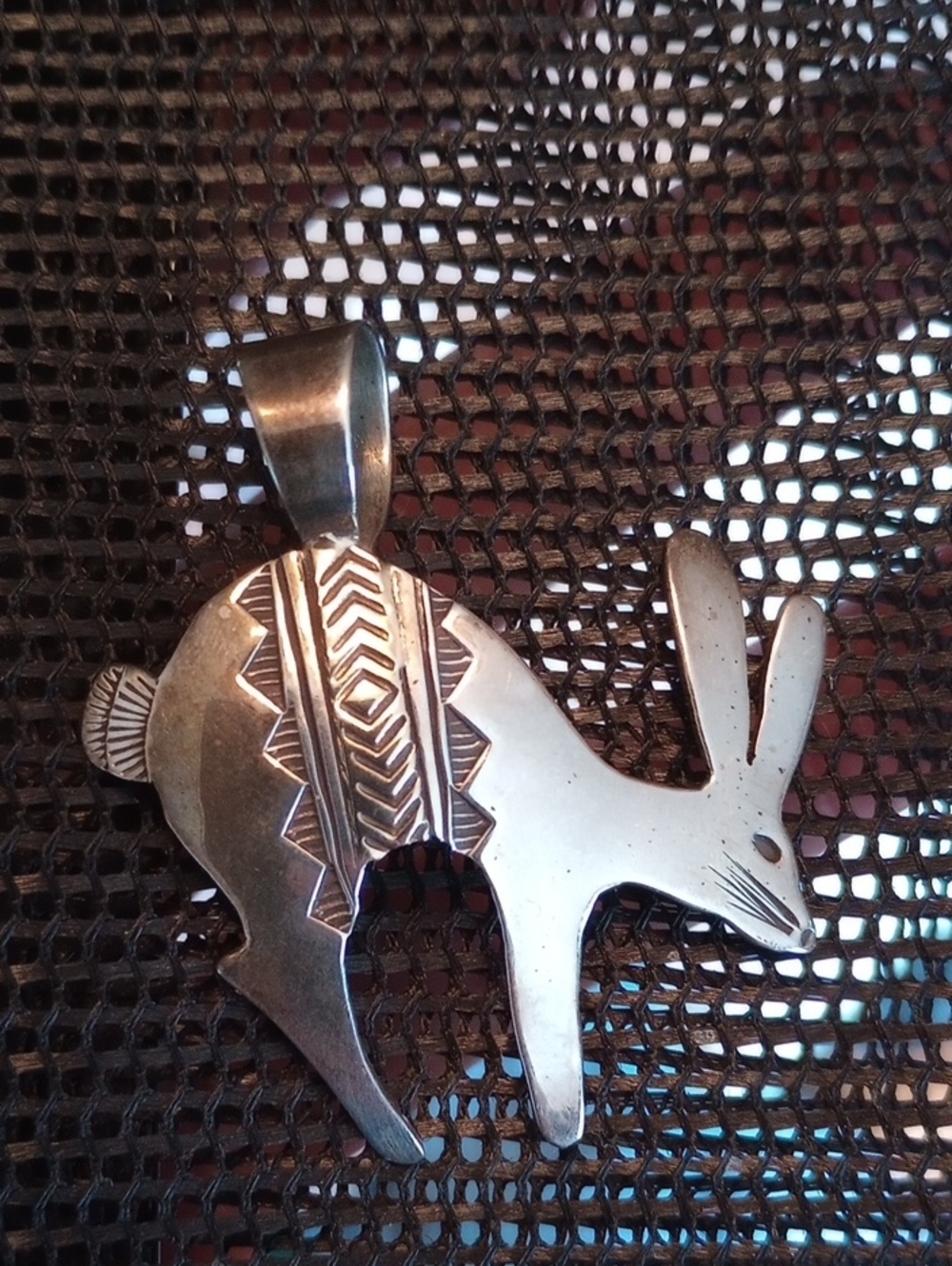 Sterling and 14k Rabbit Pendant